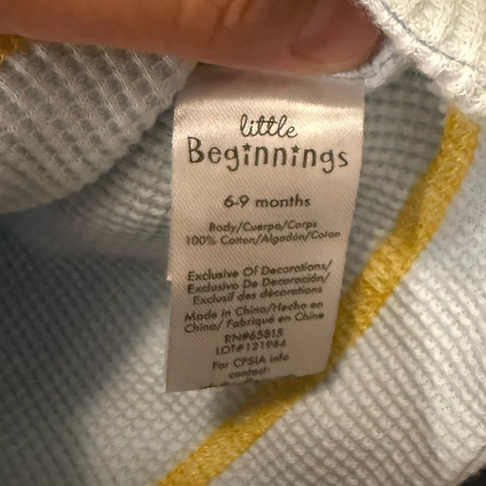 Little Beginnings Baby Cozy Knit Beanie in Blue and Yellow size 6/9M